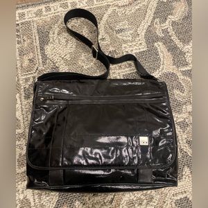 Knomo London Black Faux Leather Laptop Bag